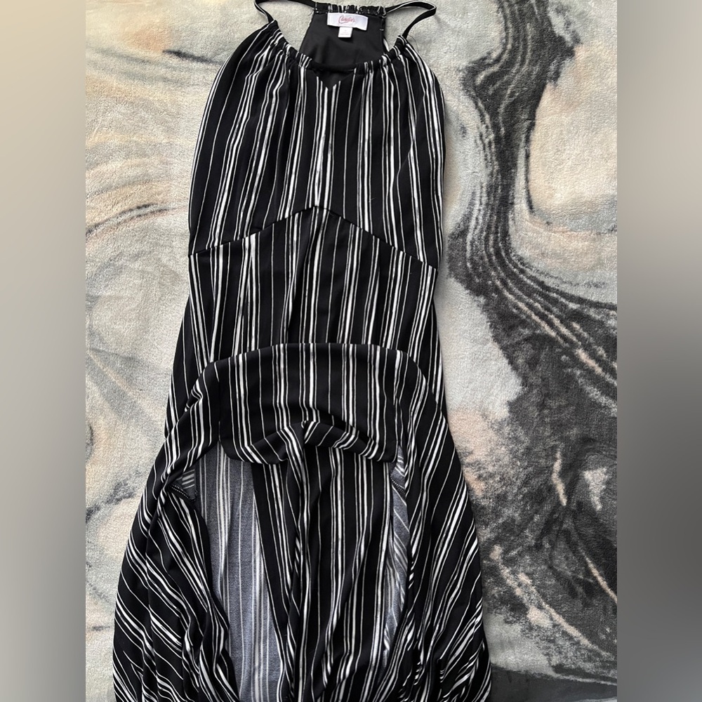 Black and white striped dress